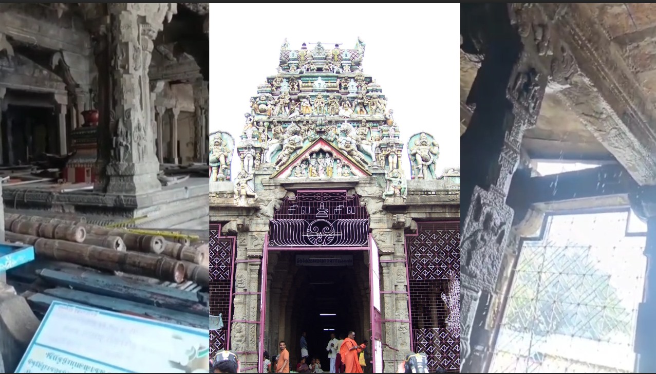 குற்றாலநாதர் கோயிலில் மழைநீர் கசிவு